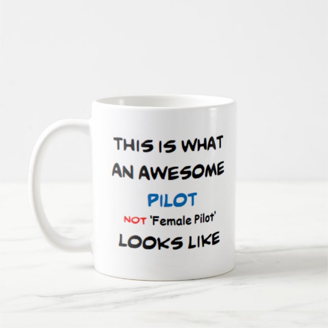 Mug pilote pas pilote féminin, génial (Gauche)