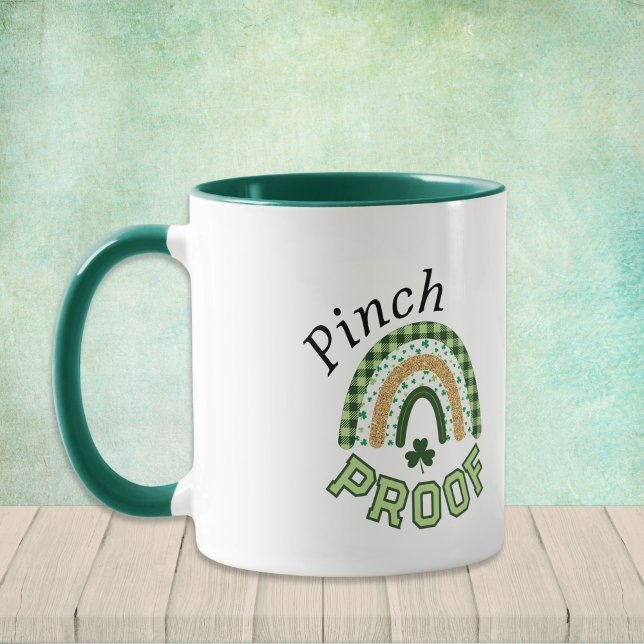 Mug Pinch Proof St Patrick's Day Green Rainbow Plaid (Créateur téléchargé)