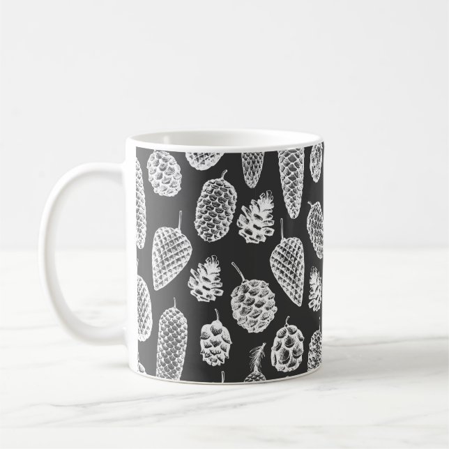 Mug Pine cônes dessinés main sans couture motif. Botan (Gauche)