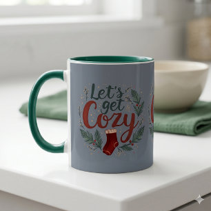 Mug Pine de Fêtes Cozy Baie Lettre Bleu