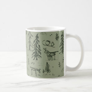 Mug Pine Deer Lake Life - motif de bois vert sauge.