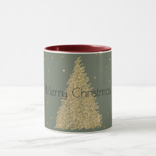 Mug Pine Green Gold Parties scintillant Étincelle Arbr
