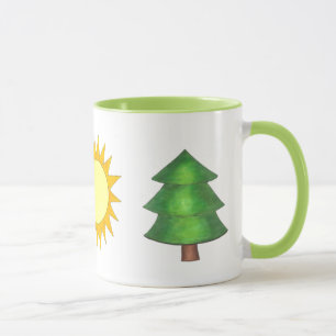 Mug Pine Tree Sun Mountain Escalade Randonnée Camp Nat