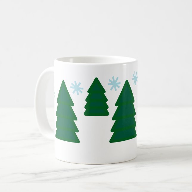 Mug - Pine Trees with Snowflakes (Front Left)