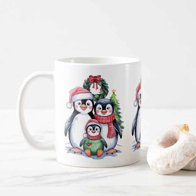 Mug Pingouin amusant Pyjamas de famille correspondant  (Avec donut)