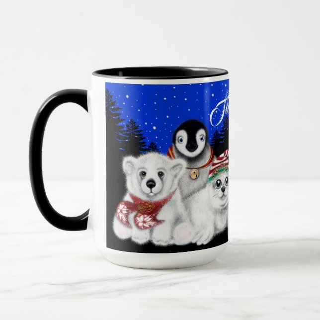 Mug Pingouin de Noël bébé phoque de l'ours polaire (Gauche)