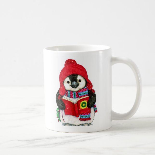 Mug Pingouin mignon avec Noël Carol Christmas Holly (Droite)