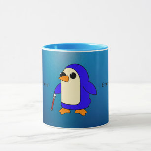 Mug Pingouin mignon bébé avec personnalisation Canne