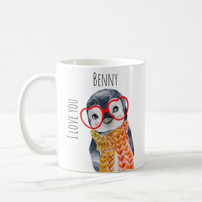 Mug Pingouin mignon en lunettes Aimez-vous pour les en (Gauche)