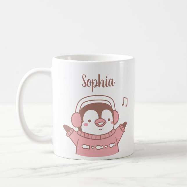 Mug Pingouin mou en chandail, petit-enfant personnalis (Gauche)