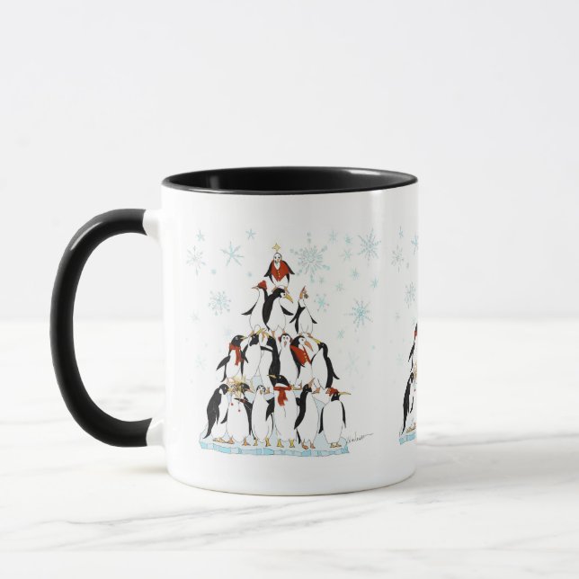 Mug Pingouin Noël Arbre amusant Dessin de vacances (Gauche)