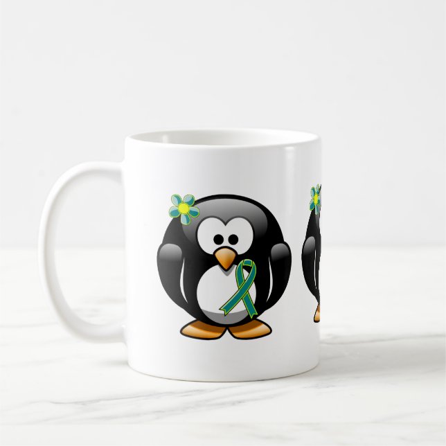 Mug Pingouin vert turquoise et citron vert (Gauche)