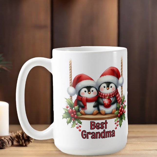Mug Pingouins de Noël meilleur grand-mère (Cute penguins Best Grandma Christmas mug)