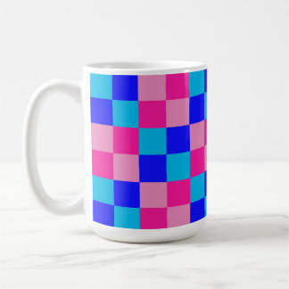 Mug Pink and Blue Checkered Print