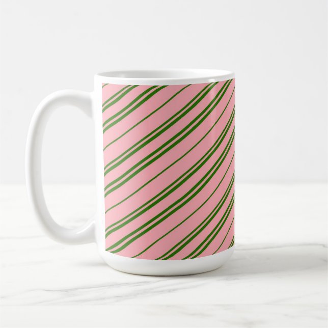 Mug Pink and Green Candy Cane Stripes  (Gauche)