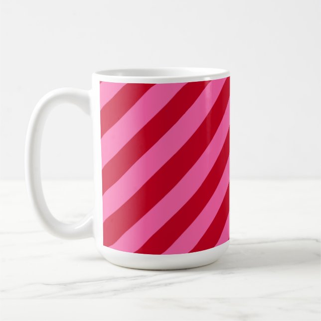 Mug Pink and Red Christmas Peppermint Stripes  (Gauche)