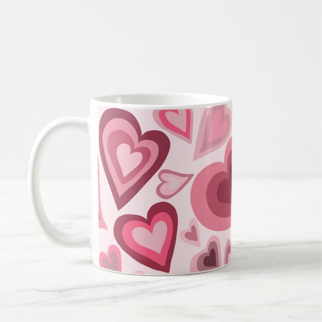 Mug Pink and Red Layered Heart Pattern (Gauche)