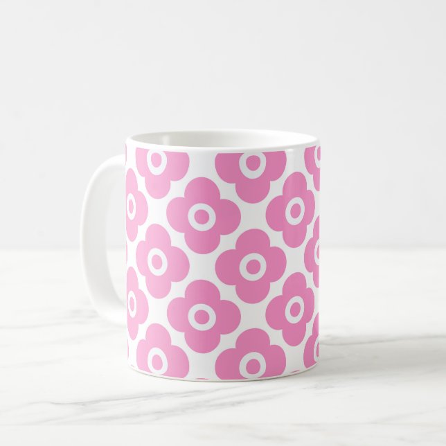 Mug Pink and white simple floral pattern (Devant gauche)