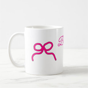 Mug PINK BOW minimalajouter nom bridesmaid année cadea