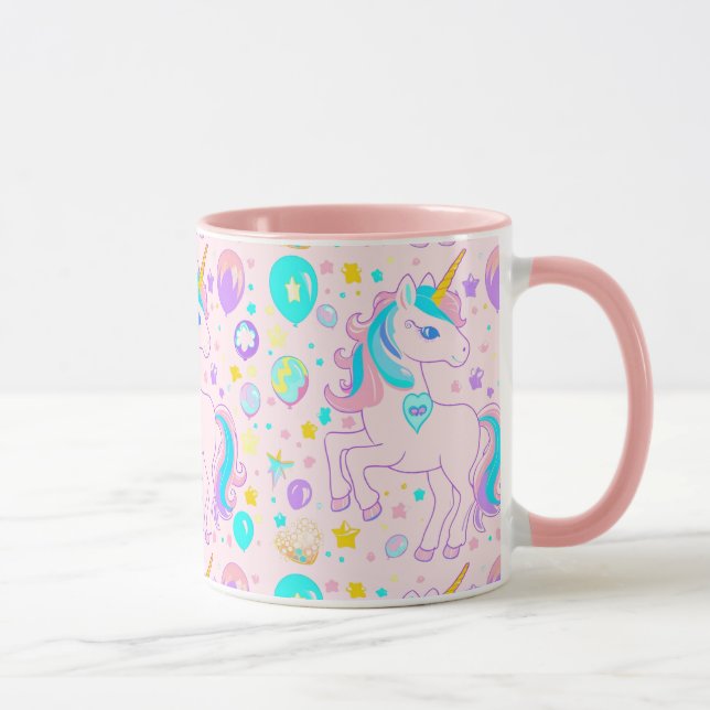 Mug Pink Cute Rainbow unicorne anniversaire filles enf (Droite)