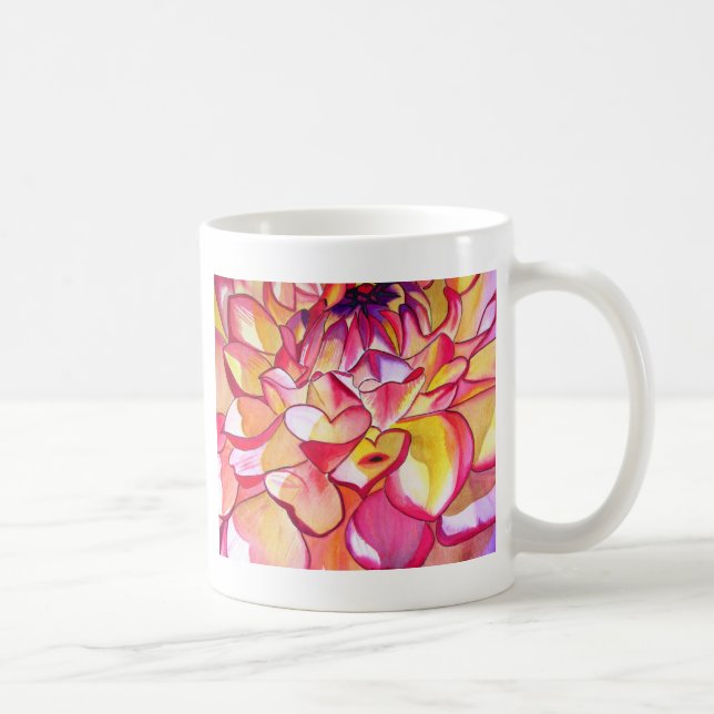 Mug Pink Dahlia fleurs aquarelle art (Droite)