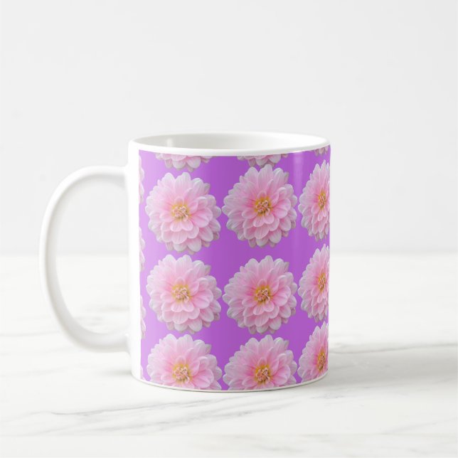 Mug Pink Dahlia Flower Pattern Purple (Gauche)