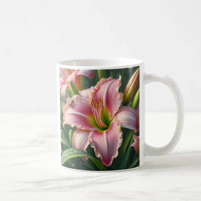 Mug Pink Daylily Floral (Droite)