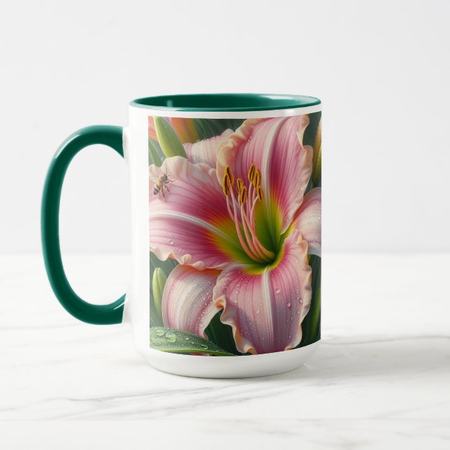 Mug Pink Daylily Floral (Gauche)