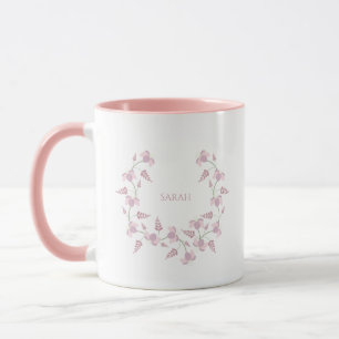 Mug Pink et Lillac Floral Wreath with Igname