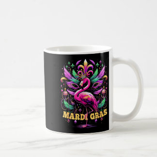 Mug Pink Flamingo Mardi Gras Crown And Beads Mask Carn