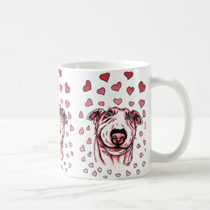 Mug Pink Hearts Bull Terrier Saint-Valentin