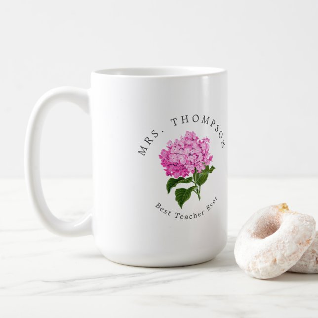 Mug Pink Hydrangea Grand-millénaire meilleur enseignan (Avec donut)