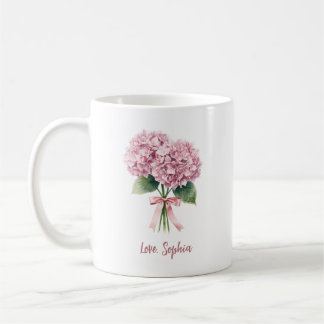Mug Pink Hydrangea Spring Flower Floral Custom Name