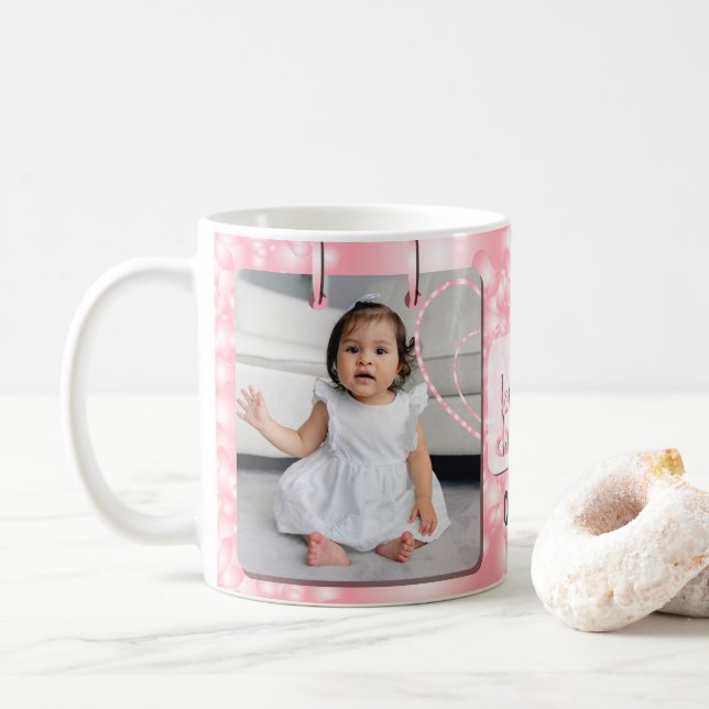 Mug Pink I Love My Daughter Photo & Name (Avec donut)