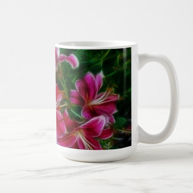 Mug Pink Lilies Impressionniste Floral Peinture Art (Droite)