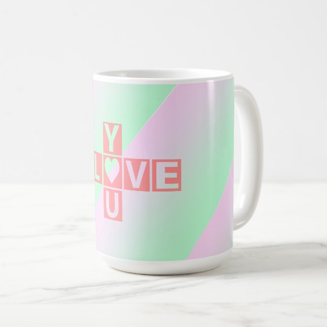 Mug Pink Love cross-word Pastel Valentine Day (Devant droit)