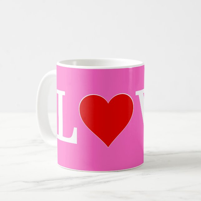 Mug Pink Love Romantique Élégant (Devant gauche)
