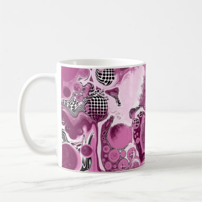Mug Pink, Magenta et Black Fluid Art Pour Peinture (Gauche)