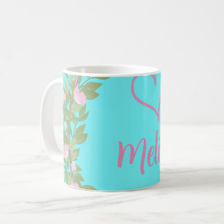 Mug Pink Modern Script Girly Monogram Name