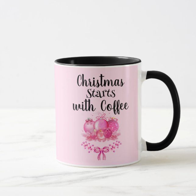 Mug Pink Ornament Christmas Morning Design (Droite)