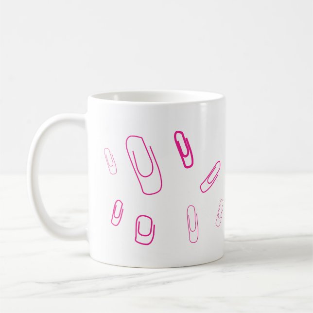 Mug pink paper clip retro design  (Gauche)