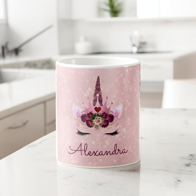Mug Pink Princess Unicorn Rose Gold Blush Pink Parties (Créateur téléchargé)