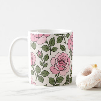 Mug Pink Roses Pattern
