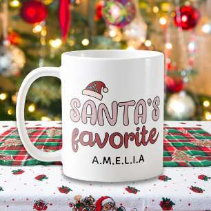 Mug Pink Santas Favorite Personnalisé