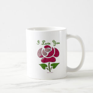 Mug Pink Stencil Rose I Love You