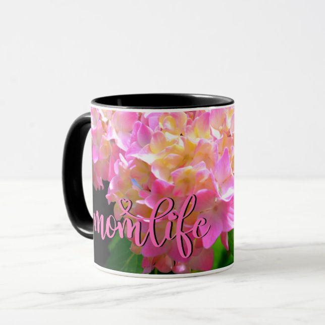 Mug Pink violet orange hydrangeas #momlife (Devant gauche)