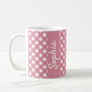Mug Pink White En vichy Vérifier Plat