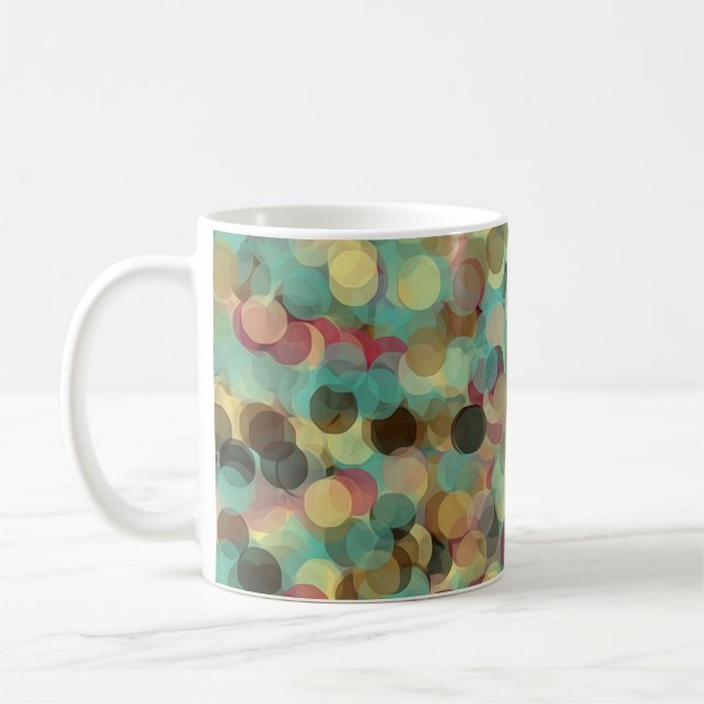 Mug pink yellow green and blue circle pattern abstract (Gauche)