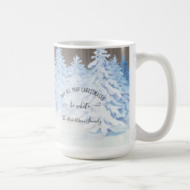 Mug Pins neigeux Noël Rustique Bois Famille (Droite)