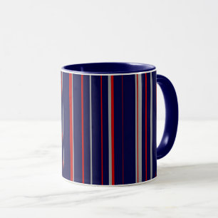 Mug Pinstripes, couleurs rouge, marine, gris